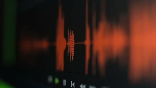 Monitor de forma de onda de audio macro shot — Vídeo de stock