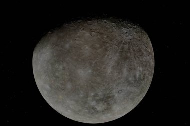 Merkür 'ün yüksek çözünürlüklü bir görüntüsü, güneş sistemimizdeki en küçük ve en iç gezegen. Kraterler ve kayalık düzlüklerle kaplı..