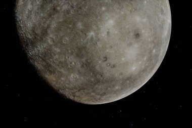 Merkür 'ün yüksek çözünürlüklü bir görüntüsü, güneş sistemimizdeki en küçük ve en iç gezegen. Kraterler ve kayalık düzlüklerle kaplı..