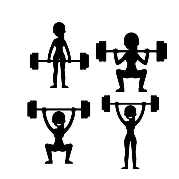 Weight Lifting Silhouette Female Athletes White Background — Stock Photo, Image