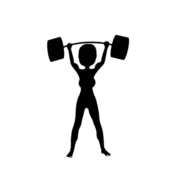 Woman Easily Lifting Heavy Weight Barbell Illustration White — Φωτογραφία Αρχείου