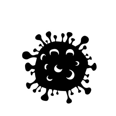 Coronavirus 2019-nCoV. Corona virüs ikonu. Beyaz arka planda siyah izole. Hastalık solunum yolu enfeksiyonu (hastalık salgını). Grip salgını. Corona-virüsü Virion. COVID-19, görüntü .