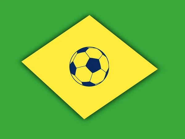 Μπάλα Ποδοσφαίρου Φόντο Σημαία Της Βραζιλίας — Φωτογραφία Αρχείου