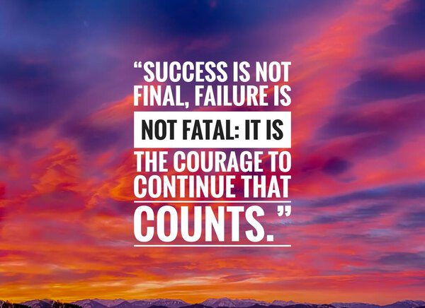 Inspirational quote with sky background. Motivational success quote. 