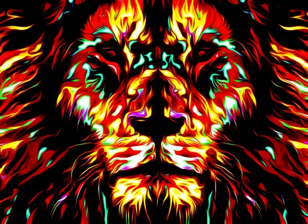 Colorful Illustration Lion Head Colorful Pattern Digital Wallpaper Illustration Lion — Stock Photo, Image