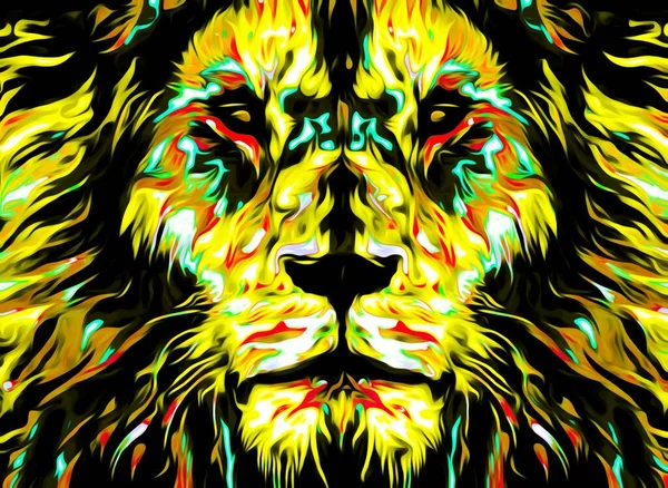 Львиная Голова Красочной Граффити Краске — стоковое фото