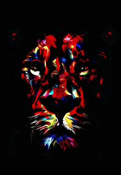 Colorful Illustration Lion Head Colorful Pattern Digital Wallpaper Illustration Lion — Stock Photo, Image