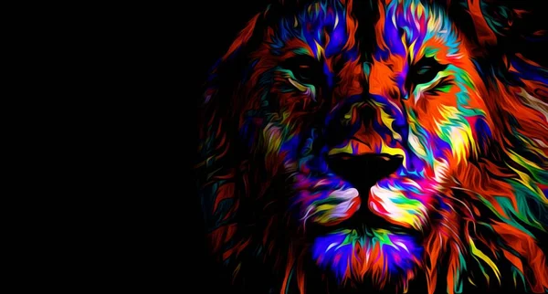 Colorful Illustration Lion Head Colorful Pattern Digital Wallpaper Illustration Lion — Stock Photo, Image