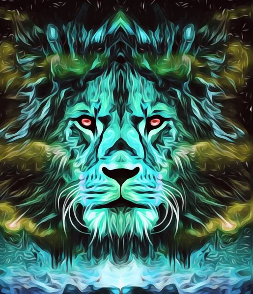 Bunte Illustration Eines Löwenkopfes Mit Buntem Muster Digitale Tapete Illustration — Stockfoto