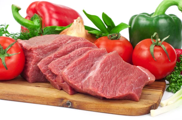 Fresh Raw Meat Vegetables On Cutting Stock Photo 186216902