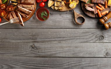 Kopya alanı ile ızgara sebzeli dana biftek ızgara