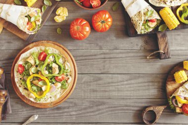 Tavuk rulo ve farklı sebze