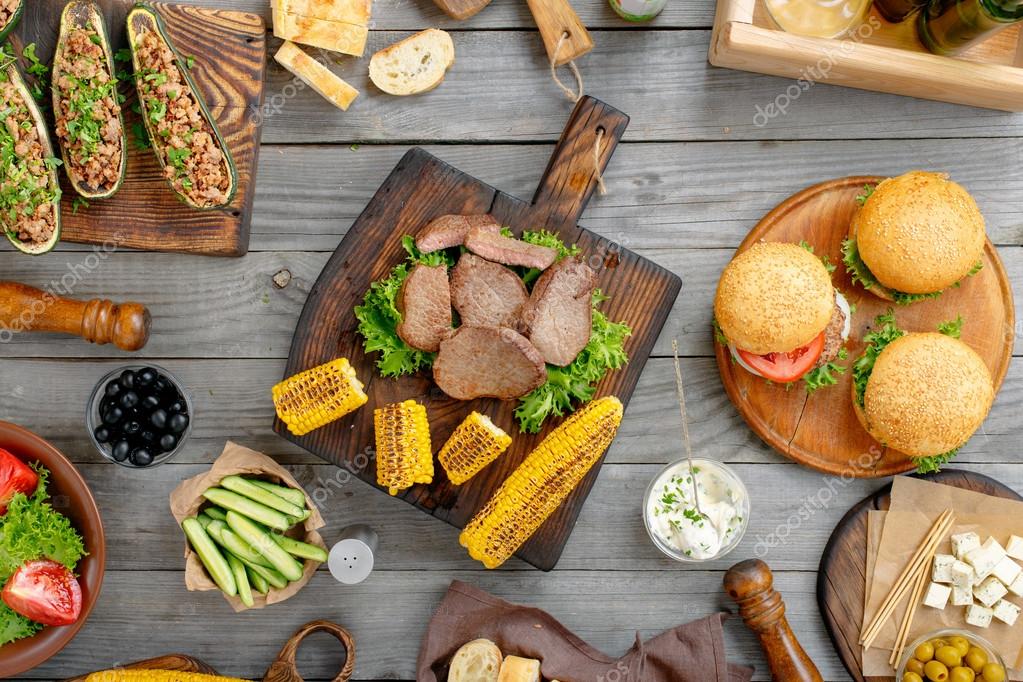 Different food cooked on the grill — Stock Photo © KucherAndrey 117265320