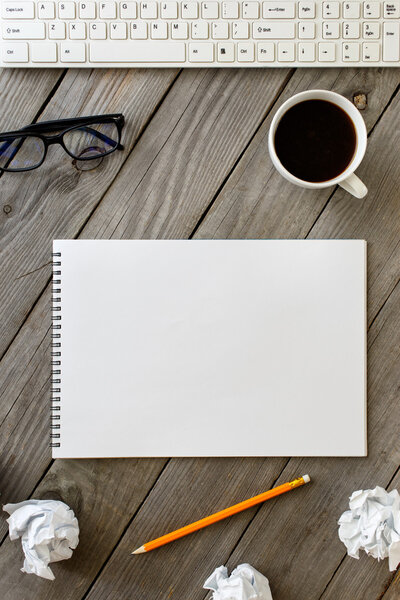 Open Notebook With Blank Pages On Home Office Desk