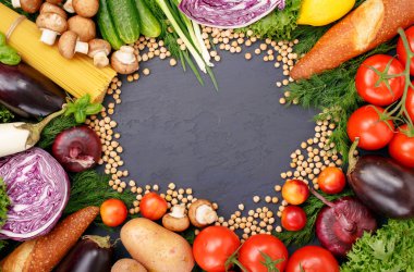 Çerçeve sağlıklı farklı gıda