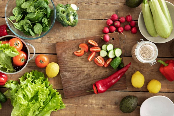 Концепція Здорової Дієтичної Їжі Різні Овочі Злаки Приготування Дієтичної Їжі — стокове фото
