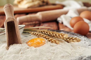 Yumurta sarısı, un yakın çekim