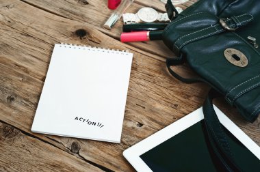 notebook bag with women and women cosmetics