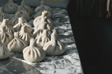 khinkali on the kitchen surface