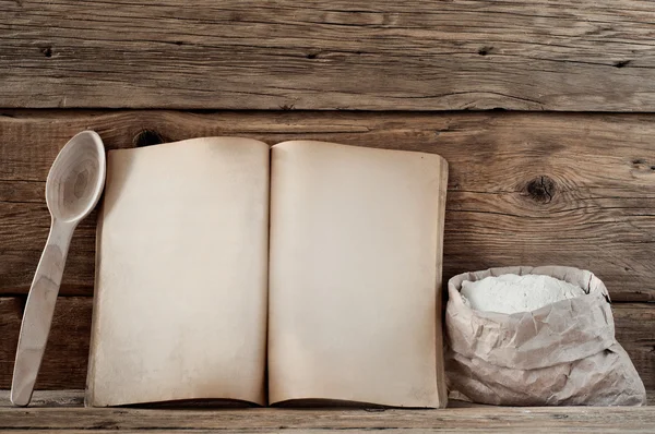 Livro de cozinha com páginas em branco — Fotografia de Stock