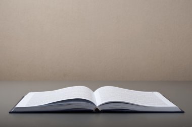 Bir gri tablosudur portre üzerinde açık kitap