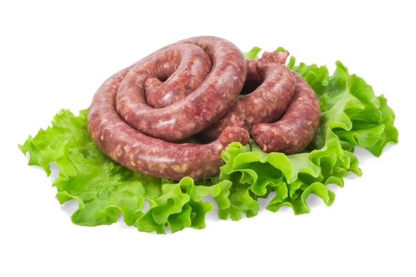 Beef sausage with greens — Stock Photo, Image