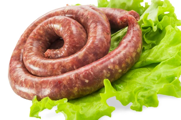 Beef sausage with greens — Stock Photo, Image