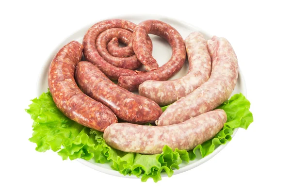 Meat sausages with salad — Stock Photo, Image