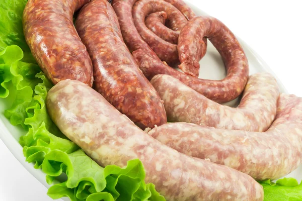 Meat sausages with salad — Stock Photo, Image