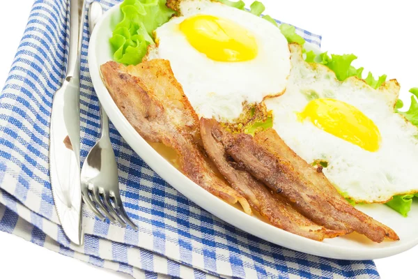 Scrambled eggs with bacon — Stock Photo, Image
