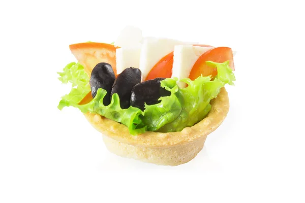 Tartlets with cheese and tomato — Stock Photo, Image