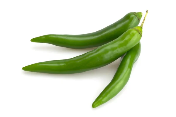 Three green chili — Stock Photo, Image