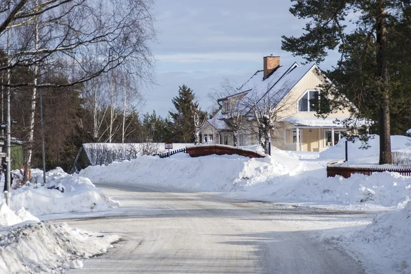 Estrada no inverno na Suécia — Fotografia de Stock