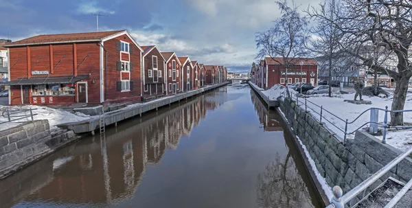 Old storehouses in the city of Hudiksvall — Stock Photo, Image