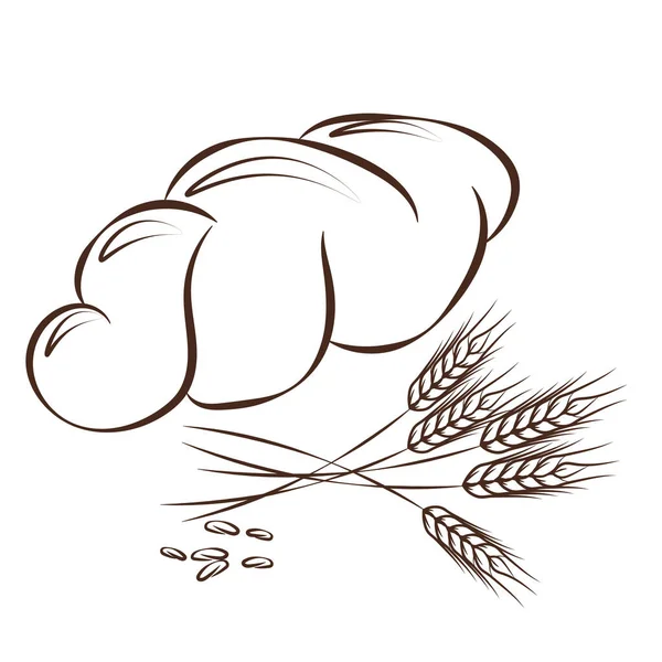 Tatlı fırın vektör illüstrasyonu. Buğday sanatı ile tatlı çörek. Fırın ve buğday esmer bir arka plan.