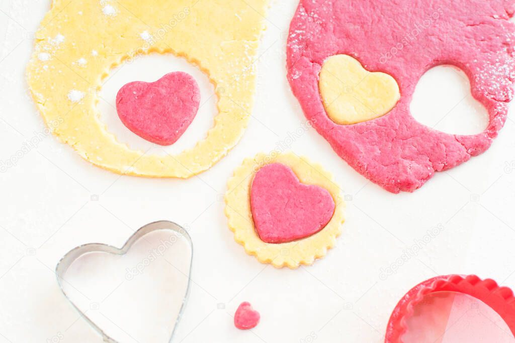 Valentine's day cookies Step by step 2. Cooking instructions. Homemade heart shaped cookies. Delicious homemade natural organic cookies, baked goods with love for valentines day, love concept