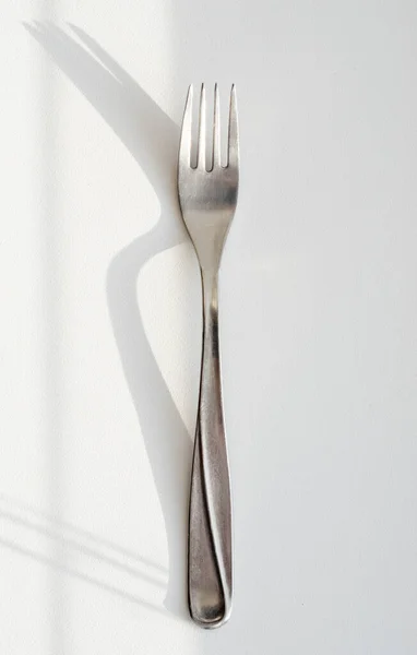 Fork White Background Shadow — Stock Photo, Image