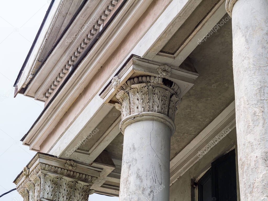 Architectural details of Greek Revival home in Lower Garden District of New Orleans, Louisiana, USA