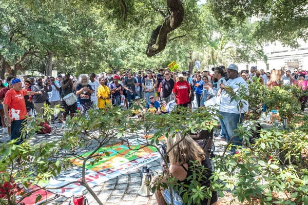Nuevos Orleanes Junio 2018 Manifestación Inmigración Trump Armstrong Park — Foto de Stock