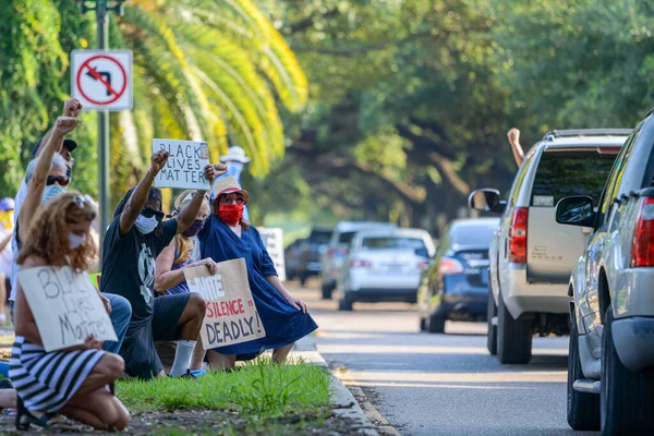 New Orleans Iunie 2020 Demonstratori Pentru Viața Neagră Contează Carrollton — Fotografie, imagine de stoc