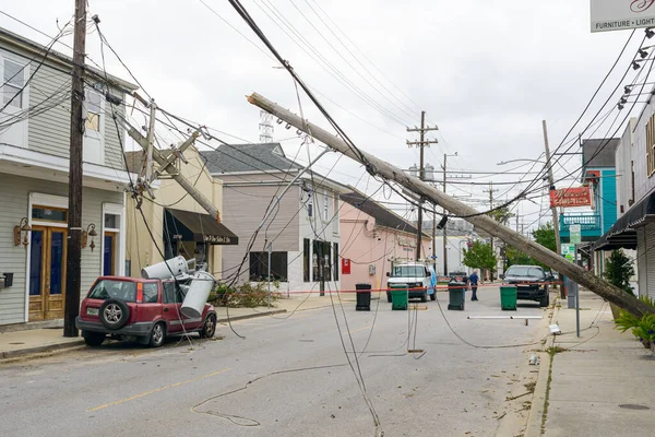 New Orleans Octubre 2020 Derrumbó Poste Servicios Públicos Del Huracán —  Fotos de Stock