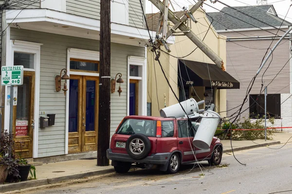 Nieuwe Orleans Oktober 2020 Schade Door Orkaan Zeta Oak Street — Stockfoto