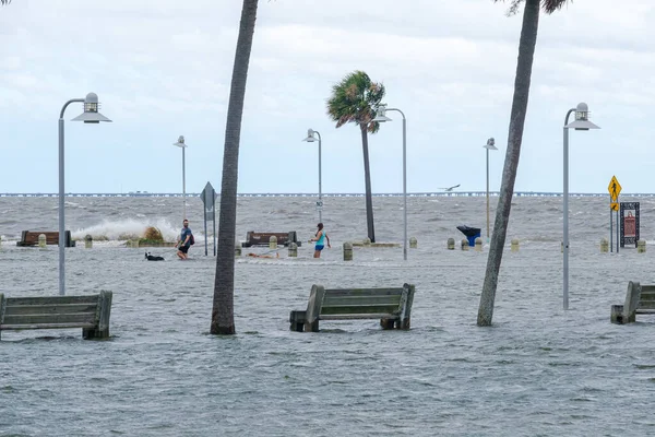 New Ororleans September 2020 Storm Surge Hurricane Sally Lake Pontchartrain — 스톡 사진