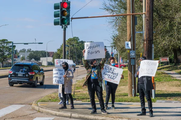New Orleans Janvier 2021 Manifestants Appelant Boycott Chaîne Épicerie Rouse — Photo