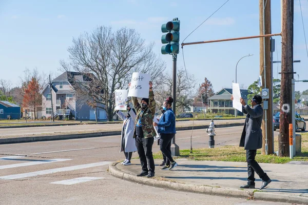 New Orleans Ianuarie 2021 Demonstrații Din Gentilly Cer Boicotarea Lanțului — Fotografie, imagine de stoc