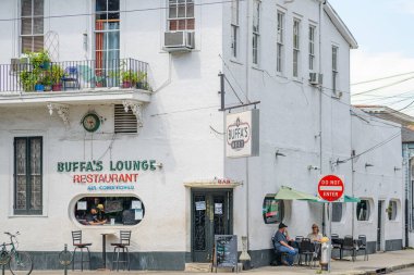 NEW ORLEANS, LA, USA - AUGUST 19, 2020: Front of Buffa's Lounge Restaurant in the Faubourg Marigny Neighborhood clipart