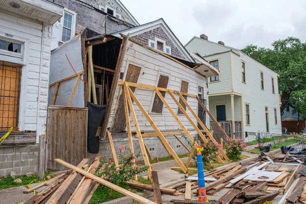 New Orleans June 2020 Collapsed Facade House Treme Neighborhood — 图库照片