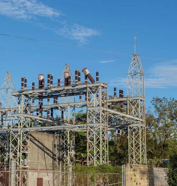 Subestação Energia Elétrica Mostrando Leve Dano Vento Furacão Ida — Fotografia de Stock