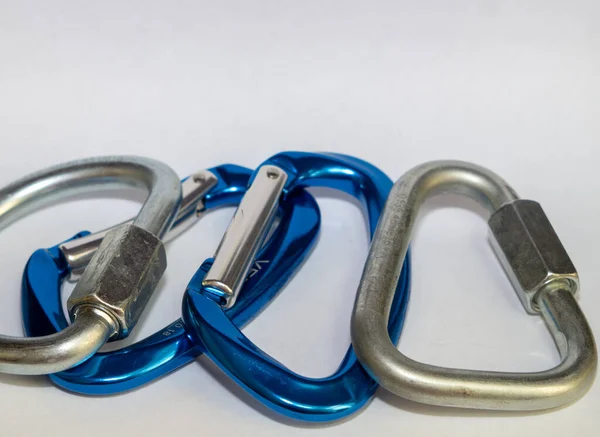 Many Carabiners Mountain Sport Work Height — Stock Photo, Image
