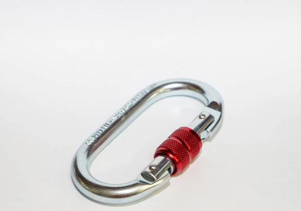 Oval Steel Carabiner Work Height — Stock Photo, Image